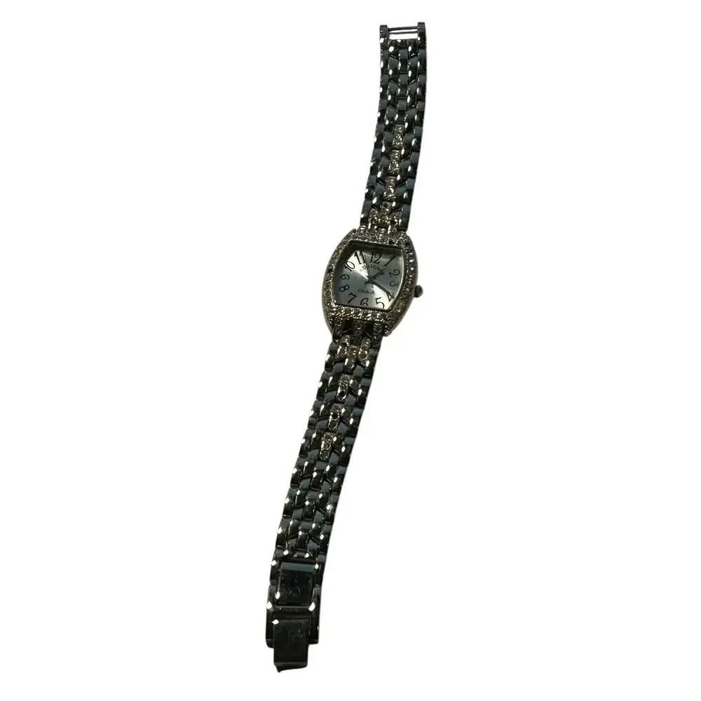 Adrienne Club A Watch Silver Stainless Steel Back Women’s Bling Base Metal Bezel